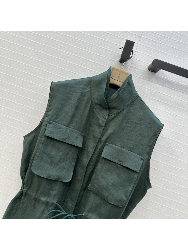 Brunello Cucinelli Linen Workwear Vest Jacket - Luxe Old Money Style