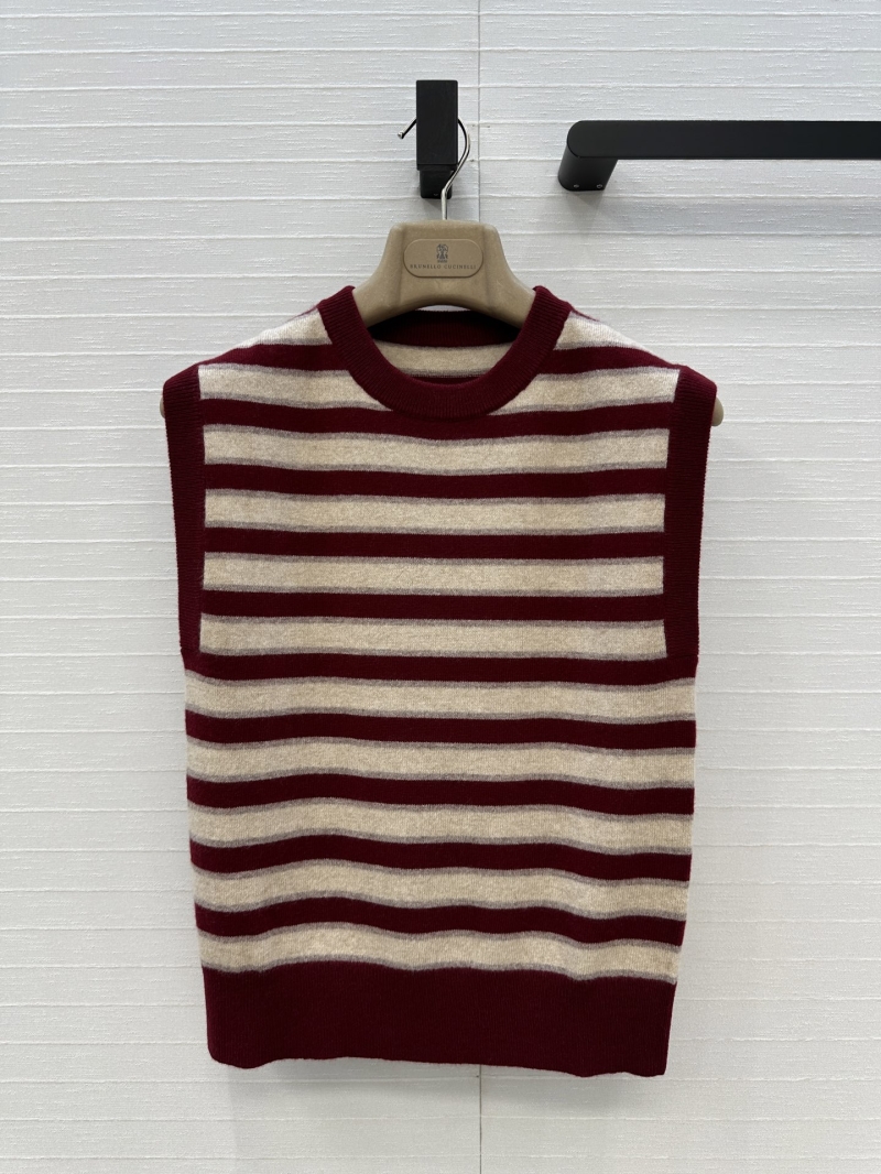 Brunello Cucinelli Exclusive High-Intelligence Casual Striped Camisole - Luxe Cashmere with Mysterious Silk