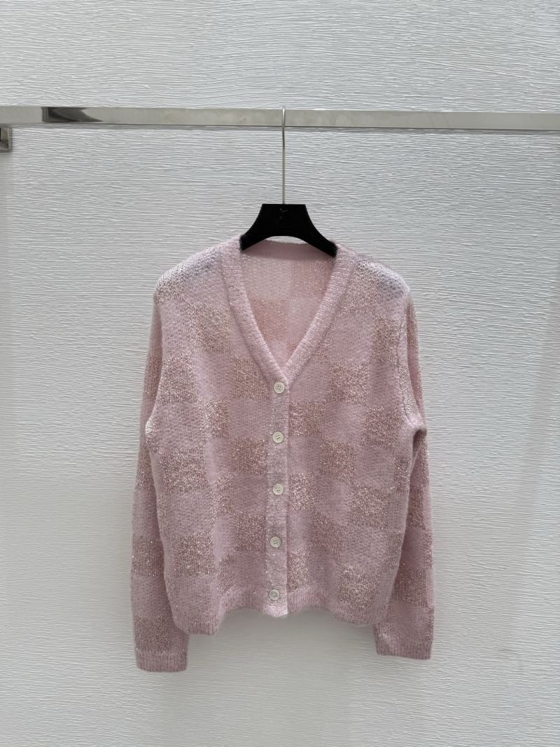 Brunello Cucinelli Luxe Wool Mohair Plaid Sequin V-Neck Cardigan