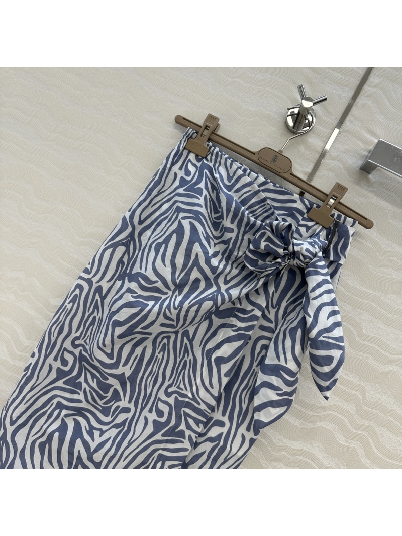 Brunello Cucinelli Exclusive Zebra Print Silk-Cotton Wrap Skirt - Luxe Italian Summer Elegance