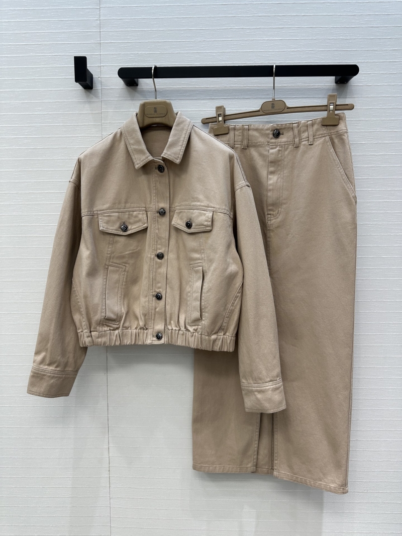 Brunello Cucinelli Luxe Distressed Pink Denim Jacket with Custom Logo Buttons