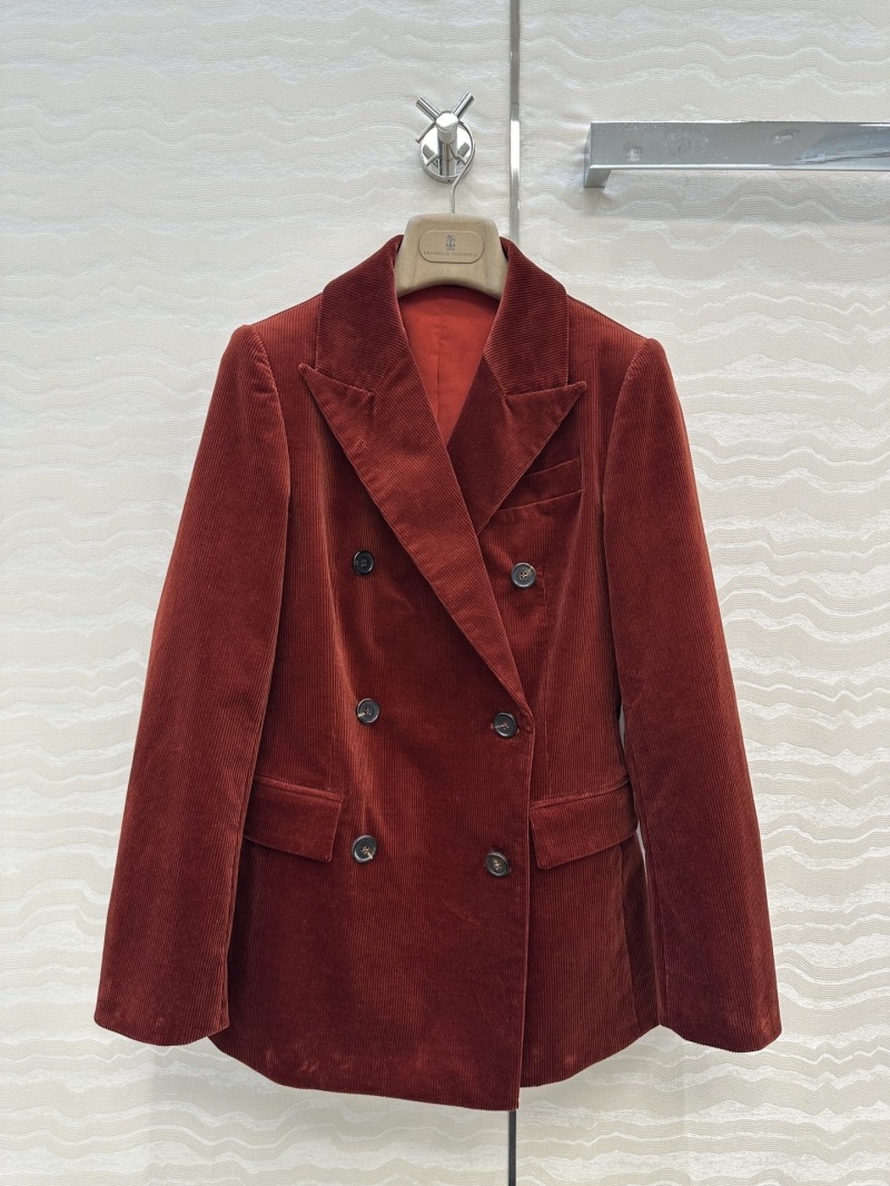 Brunello Cucinelli Exclusive High-Intelligence Red Corduroy Blazer - Double-Breasted Italian Luxury