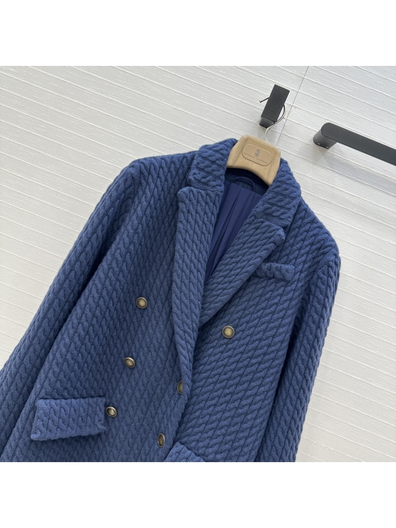 Brunello Cucinelli Blue Cable-Knit Cashmere Blazer: Heritage-Inspired Luxury with Metallic Accents