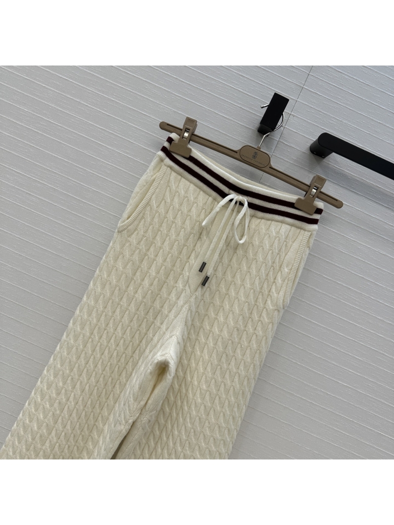 Brunello Cucinelli Luxury Cashmere Lounge Pants Cream White - High-End Tennis Capsule Collection