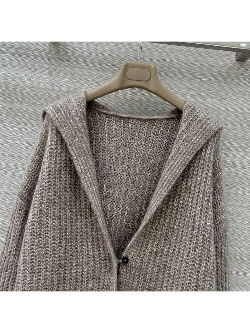 Brunello Cucinelli Limited Edition Cashmere Mohair Knit Cardigan in Taupe