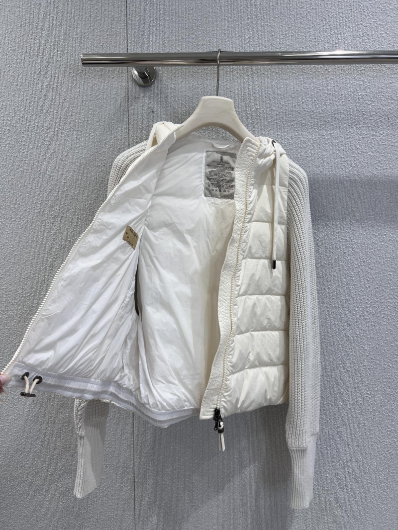 Brunello Cucinelli Two-in-One Hybrid Puffer Vest Knit Sweater Jacket – Slim-Fit, Quilted, White