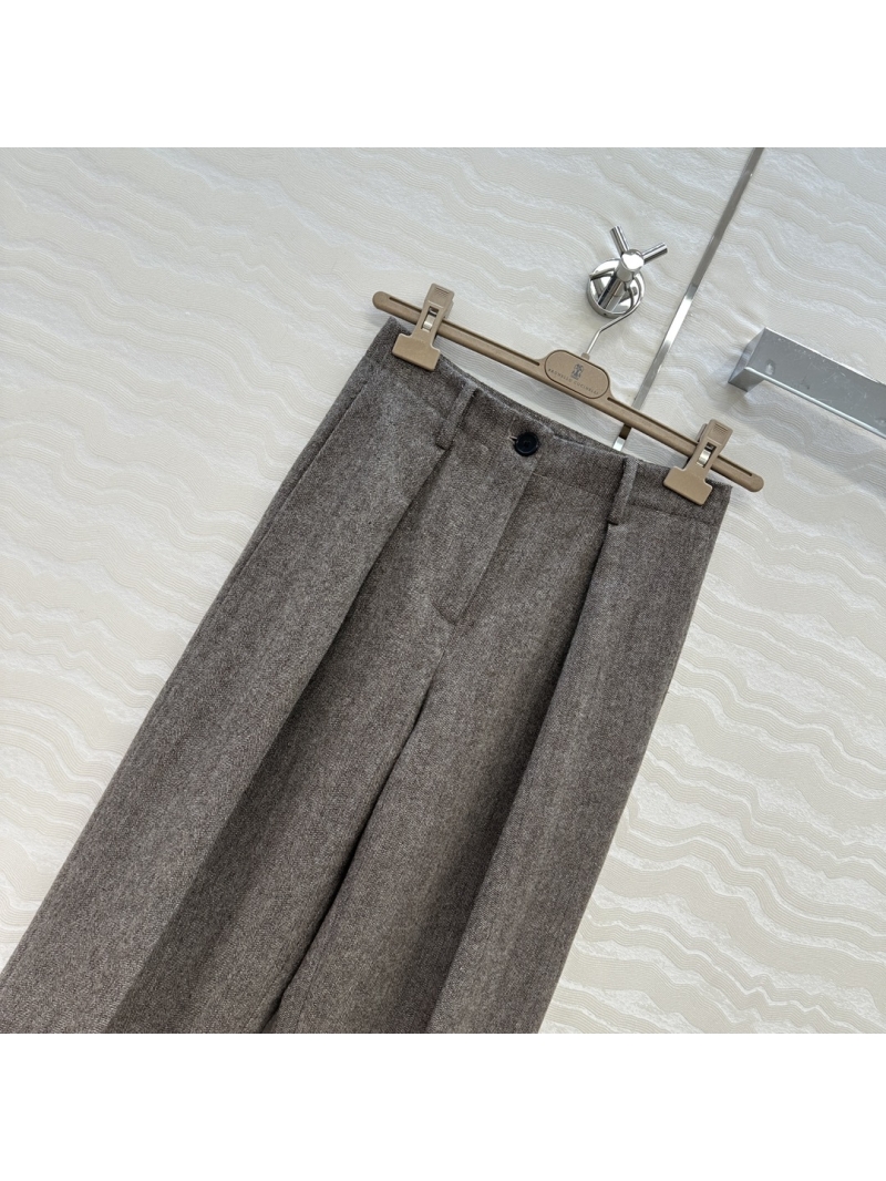 Brunello Cucinelli Tailored Wool Fishbone Trousers - Mid-High Waist, Straight Leg, Luxury Wool Pants for Men