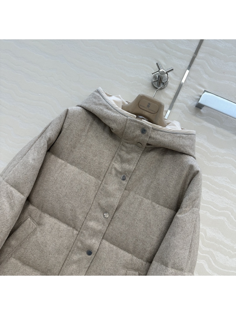 Brunello Cucinelli BC Luxury Wool Puffer Coat with 90% White Goose Down, Old Money Style, H-Silhouette