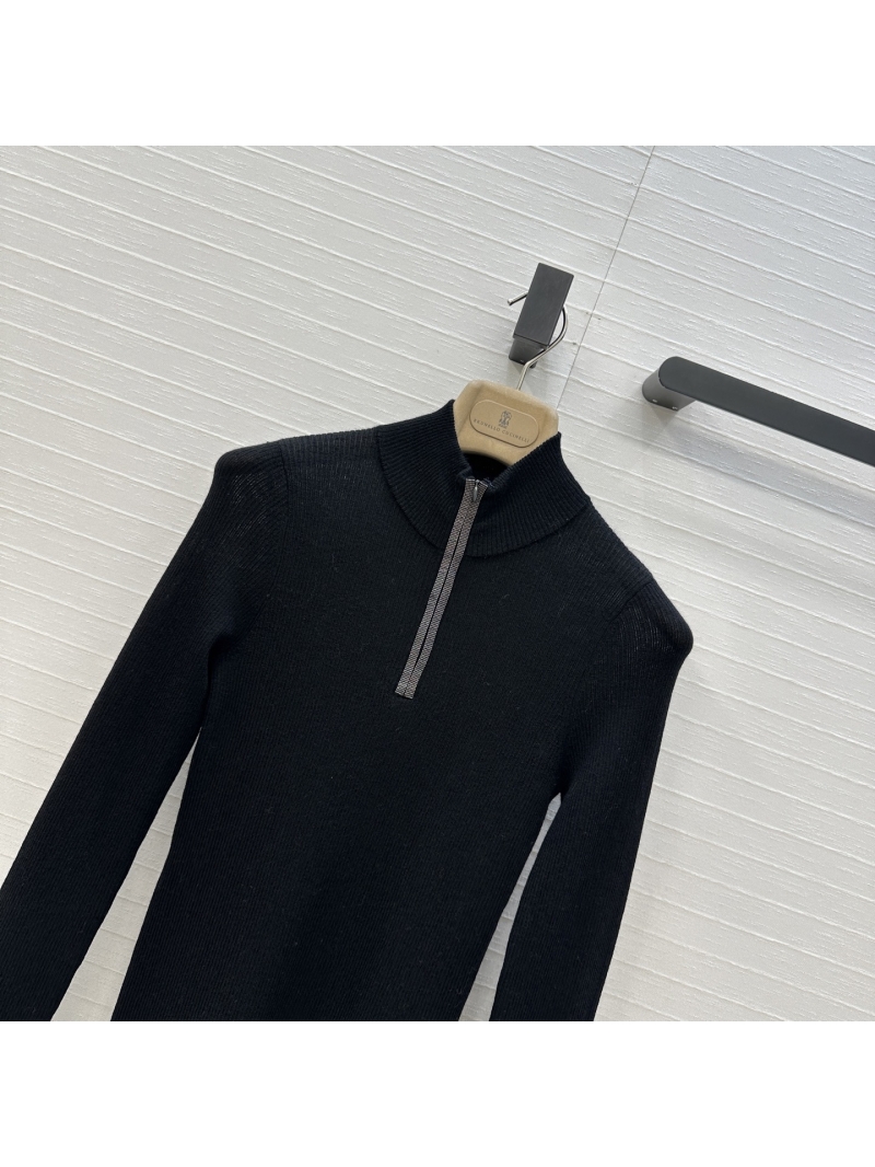 Brunello Cucinelli Cashmere-Blend Half-Zip Turtleneck Sweater - Slim-Fit, Black, Old Money Style