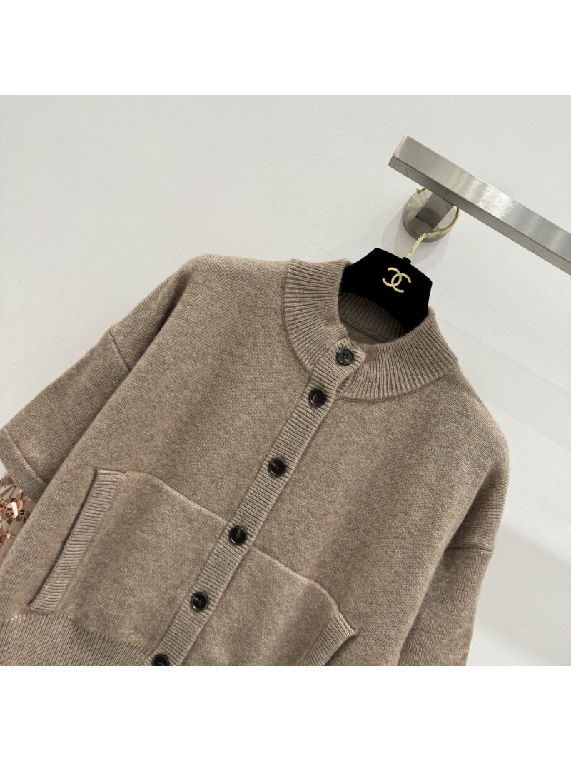 Brunello Cucinelli Oversized Knit Cardigan with Rose-Gold Sequin Sleeves, Beige/Taupe