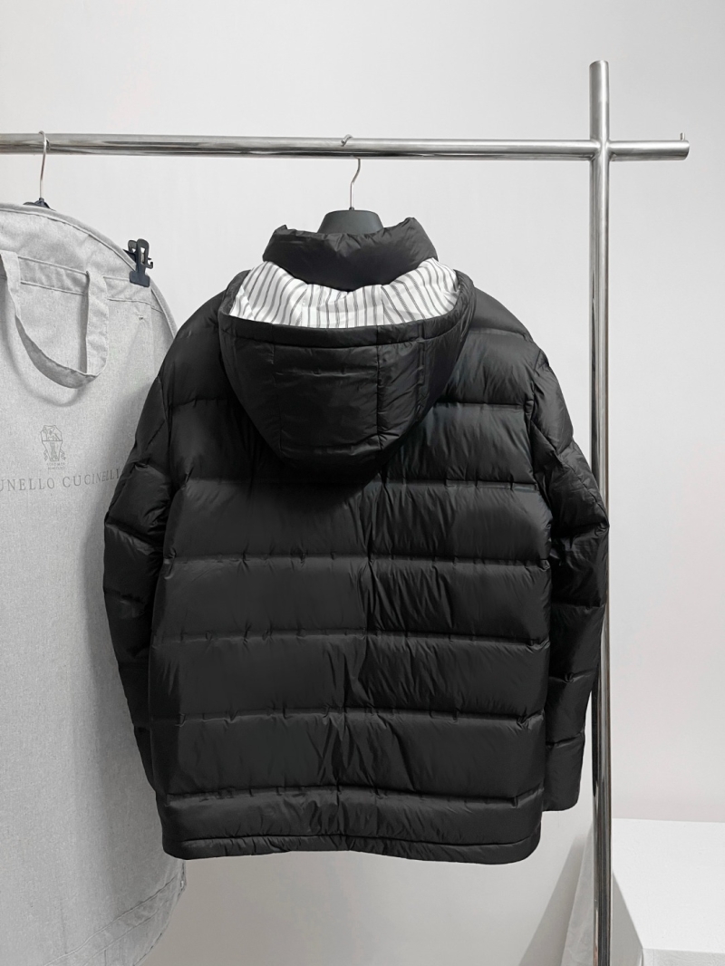 Brunello Cucinelli Hooded Goose Down Puffer Jacket - Black, Featherlight Luxury, Windproof & Water-Resistant