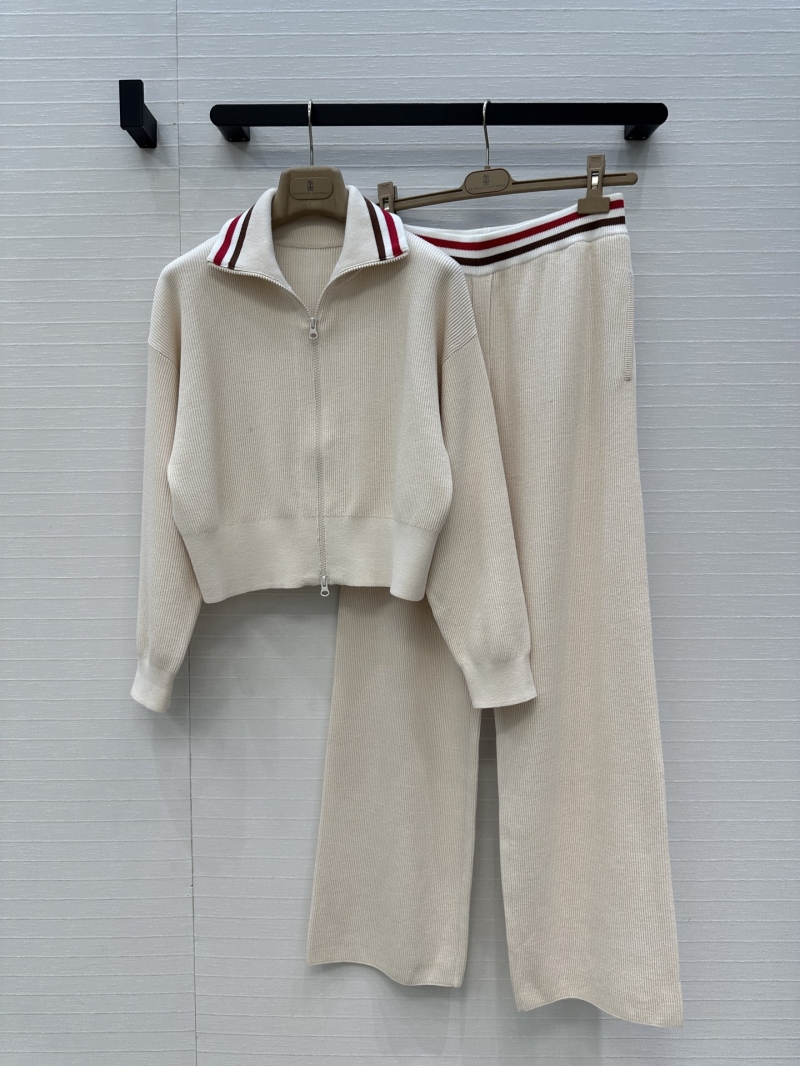 Brunello Cucinelli Sumptuous 100% Cotton Ribbed Knit Tracksuit - Old Money Academy Style Two-Piece Set
