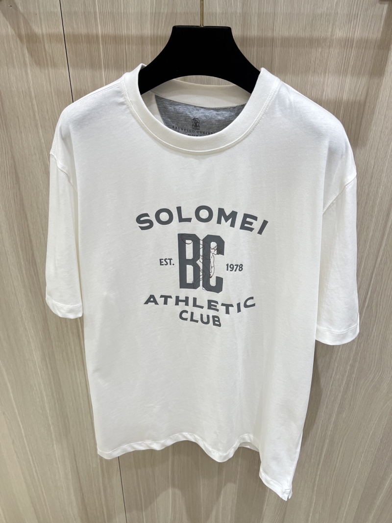 Brunello Cucinelli Solomei Athletic Club Graphic T-Shirt in Moonlight Silver White - Timeless Polished Artisan Luxury