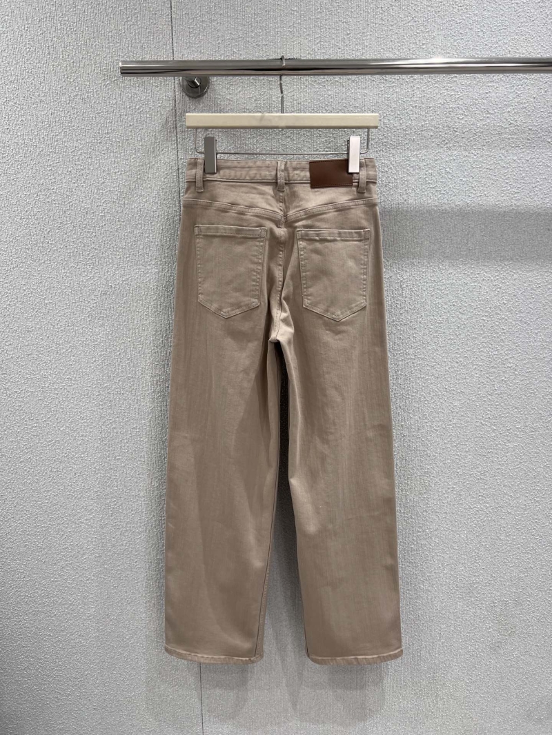 Brunello Cucinelli High-Waisted Stretch Denim Trousers in Soft Taupe