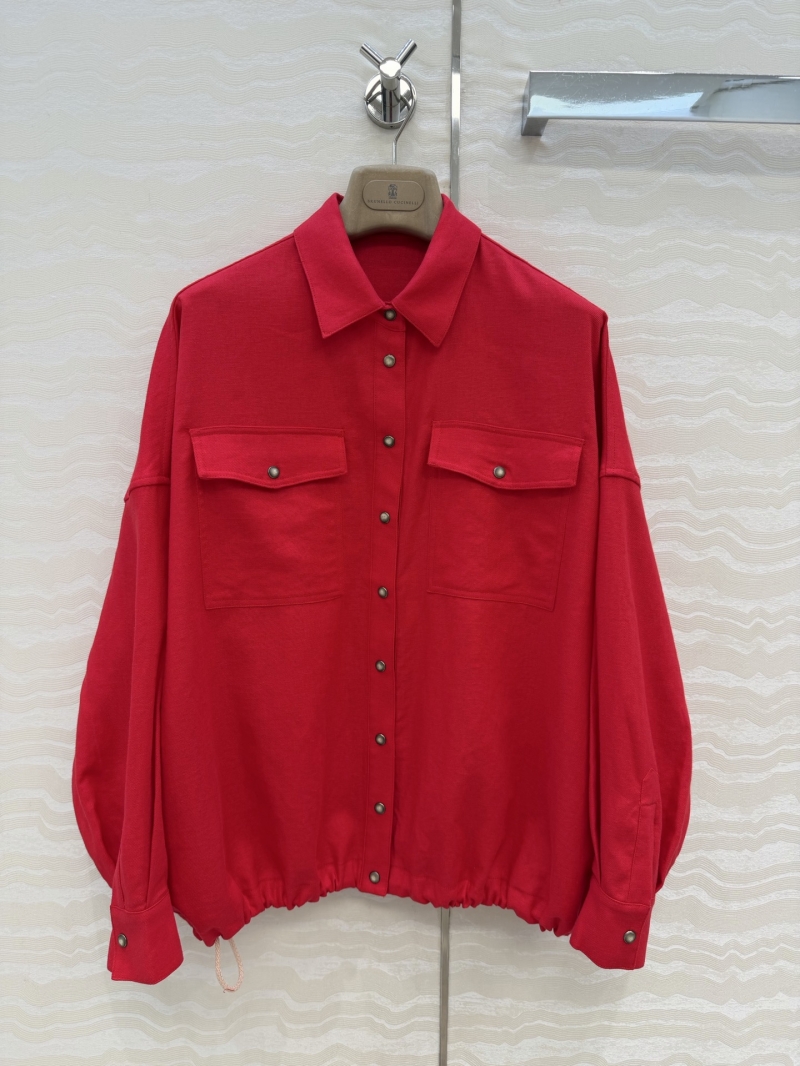 Brunello Cucinelli 100% Imported Linen Jacket and Shorts Two-Piece Set in Vibrant Red