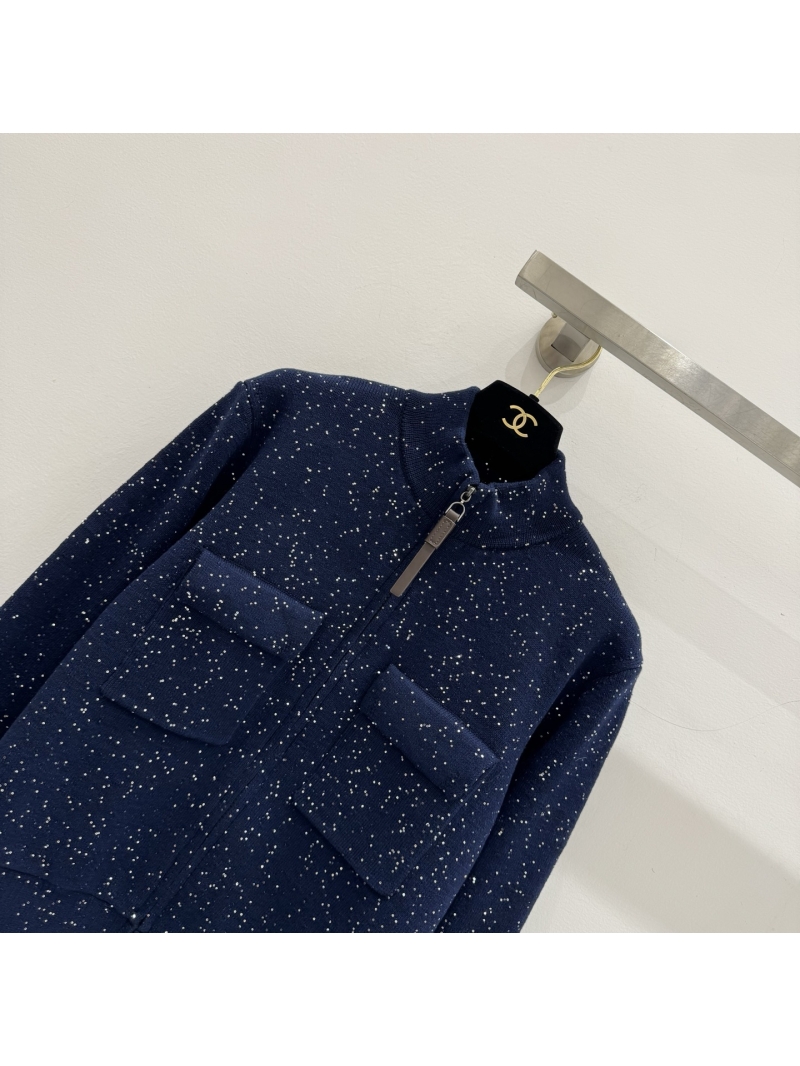 Brunello Cucinelli Sequin Linen-Cotton Knit Cardigan in Midnight Navy