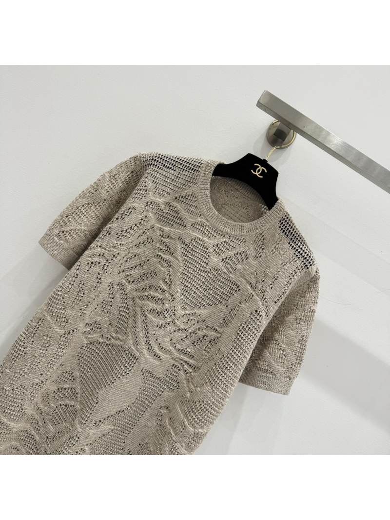 Brunello Cucinelli Sequin Linen-Cotton Knit Tunic Dress in Champagne Beige