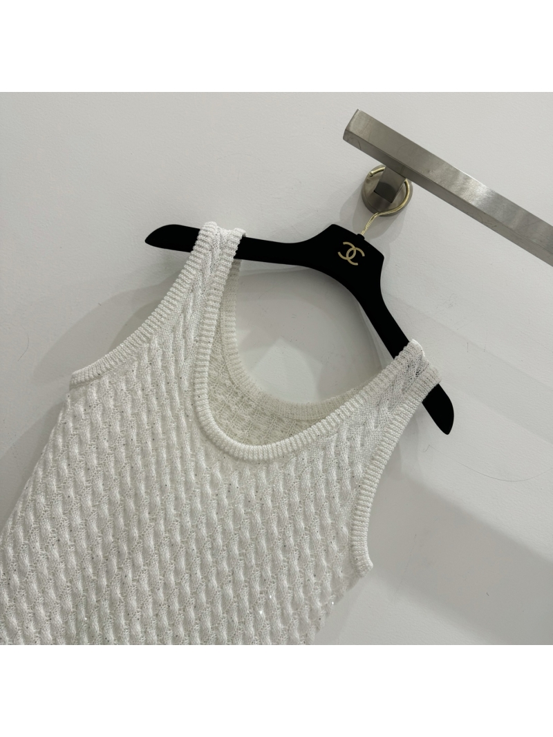 Brunello Cucinelli Cable-Knit Sequin Linen-Cotton Vest in White