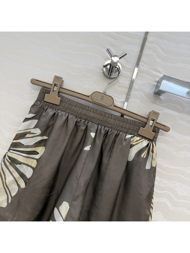 Brunello Cucinelli 100% Mulberry Silk Floral Print Resort Shorts