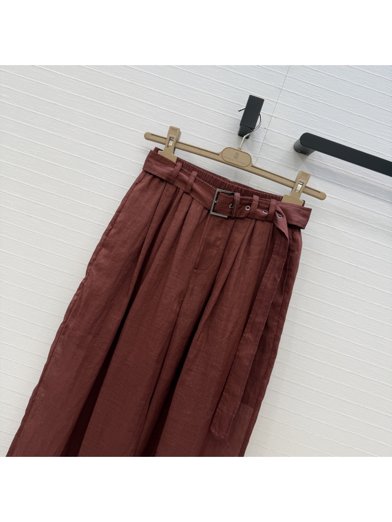 Brunello Cucinelli Ramie Linen Wide-Leg Trousers - Old Money Resort Style