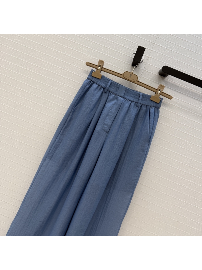 Brunello Cucinelli Silk-Cotton Blend Wide-Leg Trousers in Old Money Aesthetic