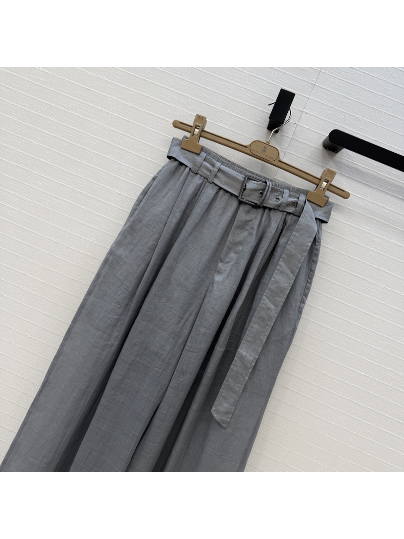 Brunello Cucinelli Ramie Wide-Leg Trousers - Old Money Resort Wear