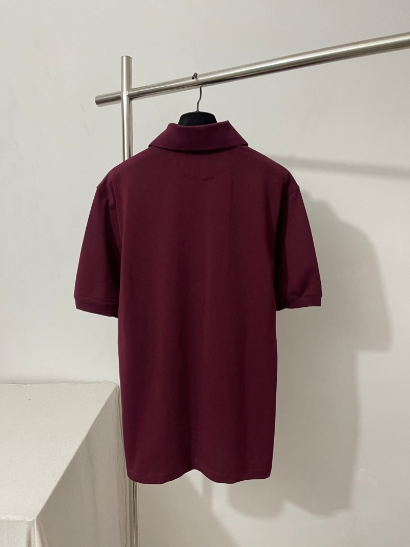 Brunello Cucinelli Signature Logo Polo Shirt in Burgundy Cotton Piqu&eacute;