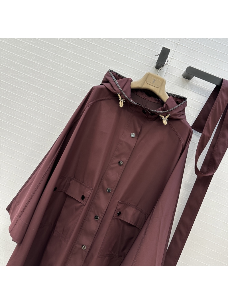 Brunello Cucinelli Exclusive Luxe Hooded Cape Coat with Italian Minimalist Detailing