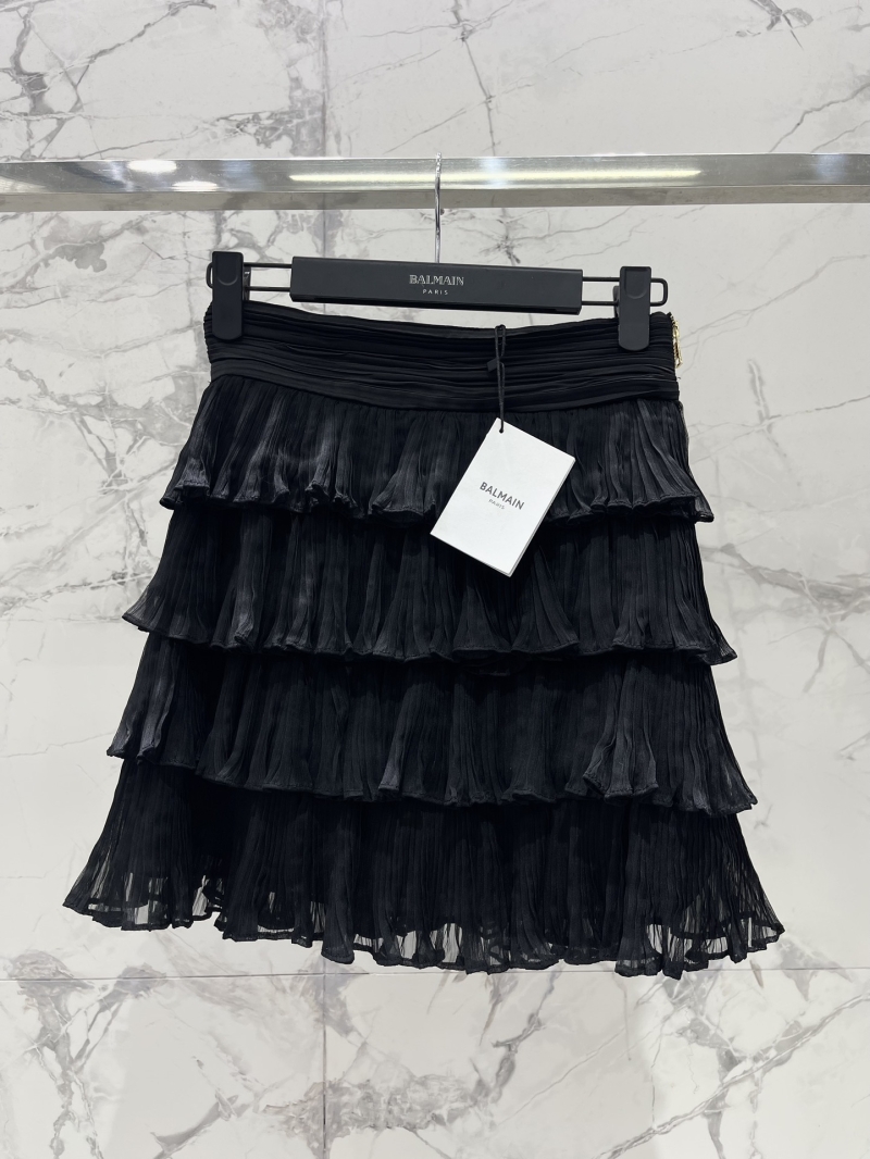 BALMAIN Cascading Ruffle Mini Skirt - Luxe Layered Design for Effortless Elegance