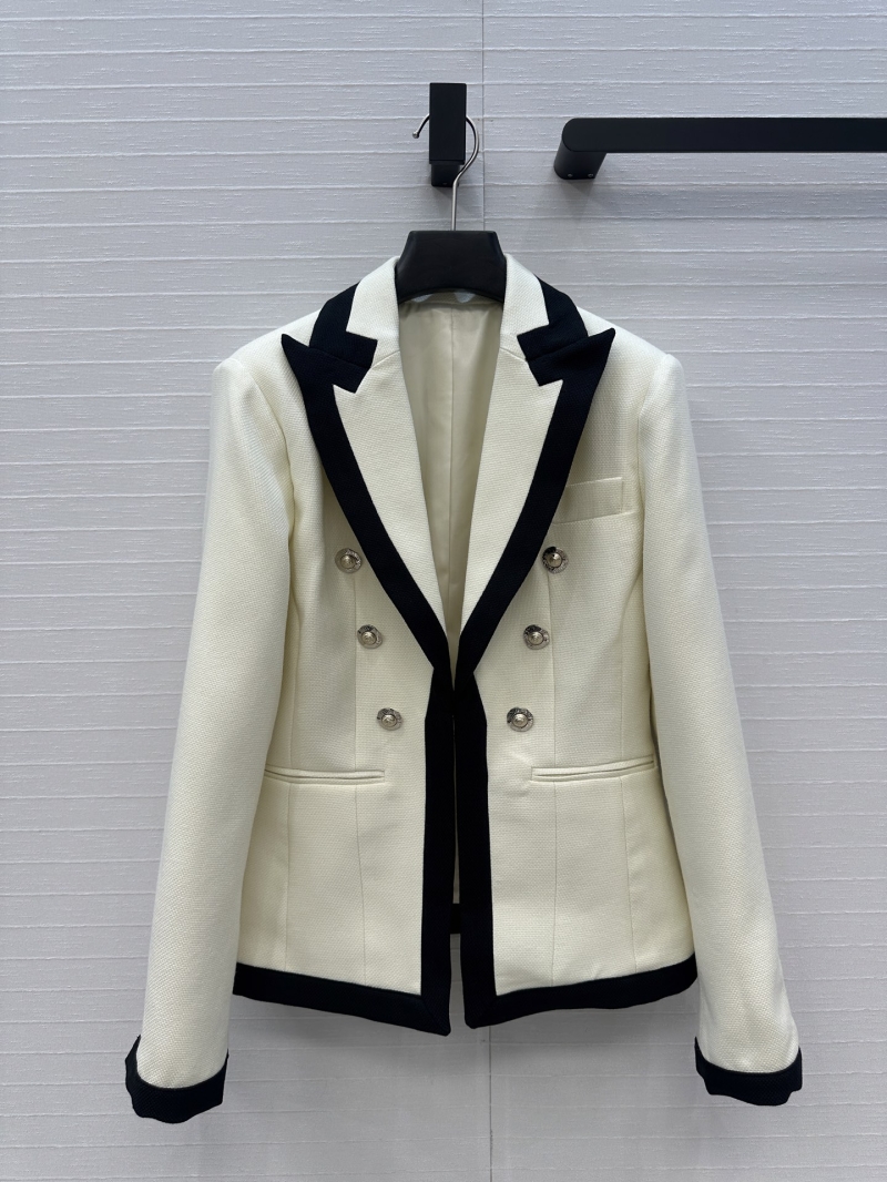 Balmain Limited Edition Early Fall Blazer with Contrast Trim and Gold Button Accents