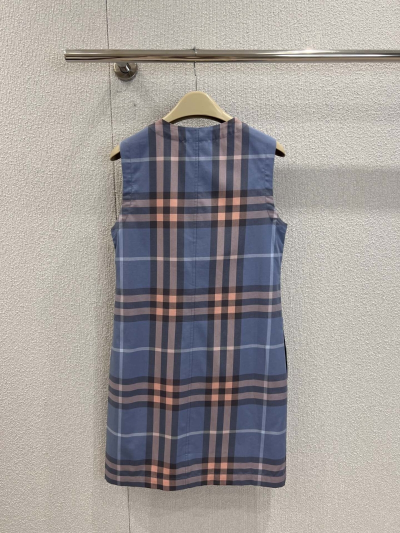 Burberry Spring/Summer Check-Pattern Sleeveless Vest Dress in Light Blue - Luxe Elegance