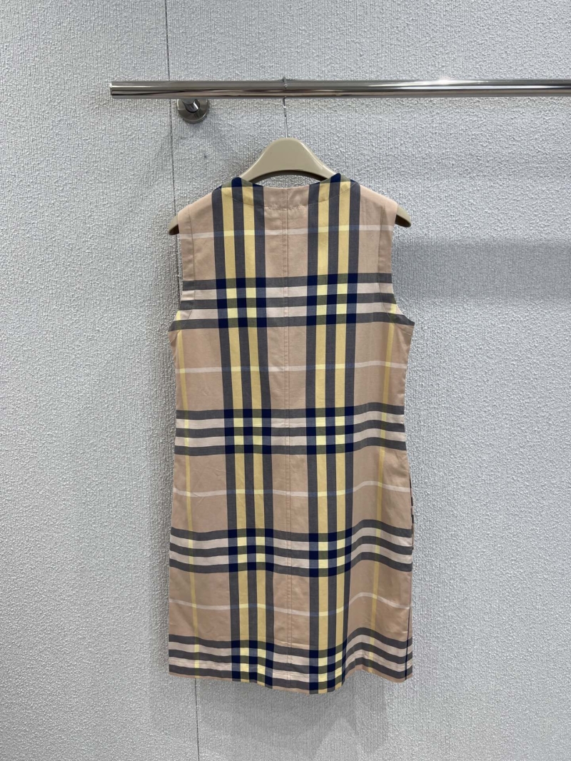 Burberry Check Pattern Sleeveless Vest Dress in Beige - Elegant Luxe Design