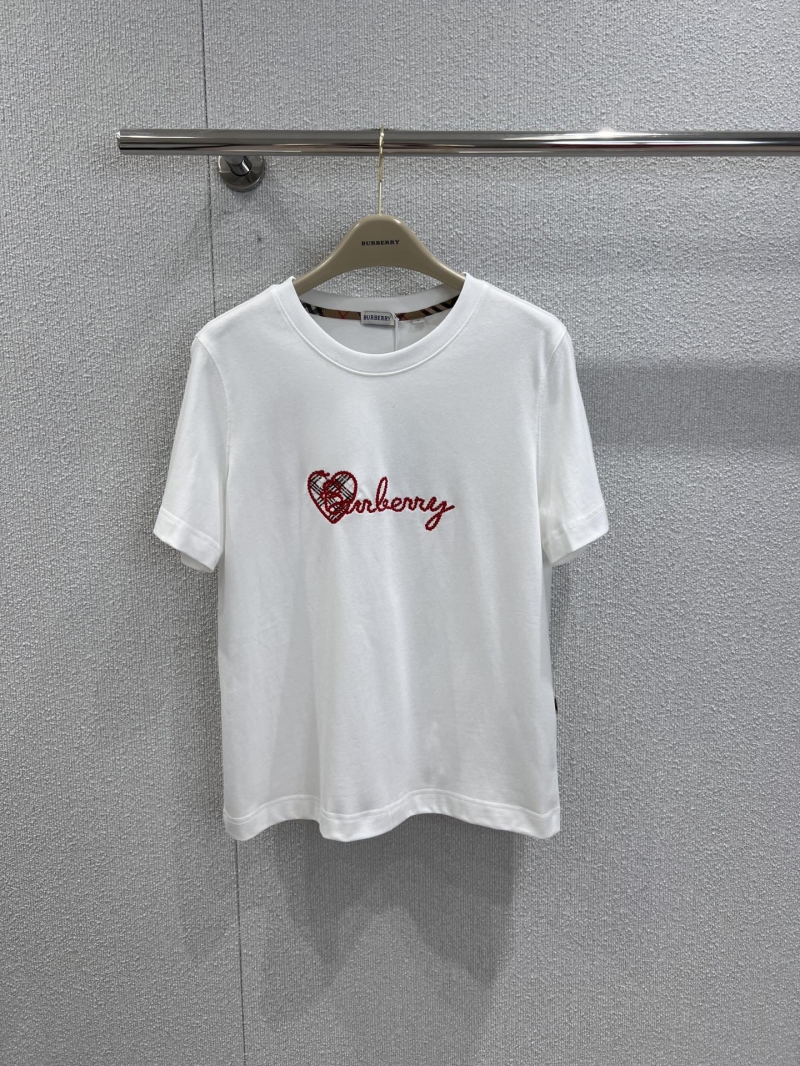Burberry Spring/Summer Check Heart Embroidery T-Shirt - White