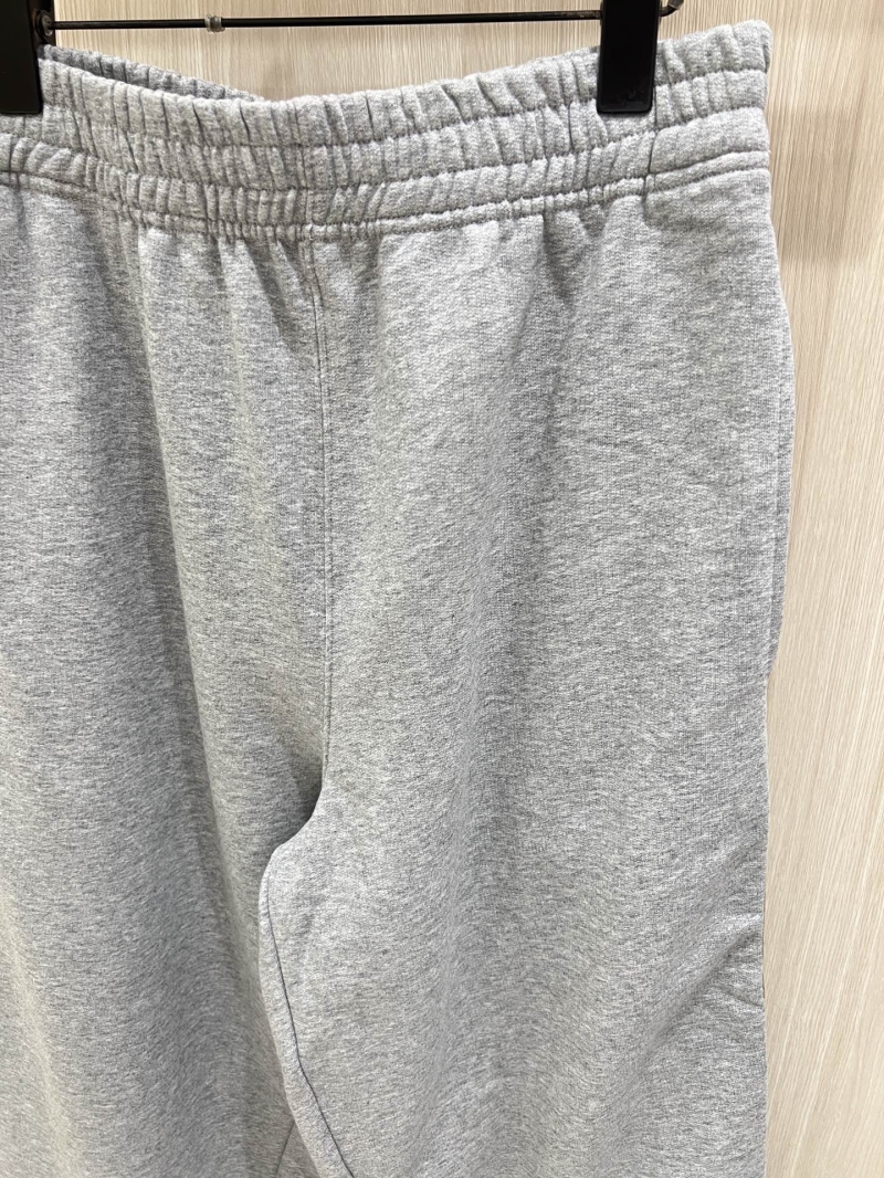Burberry Ribbon-Trimmed Light Gray Sweatpants - Luxe Cotton Fleece with Elastic Waistband