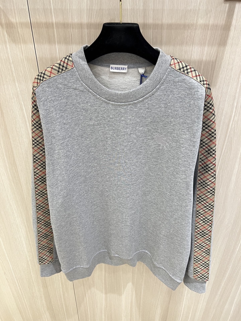 Burberry Ribbon-Trimmed Sporty Round Neck Sweatshirt in Light Gray