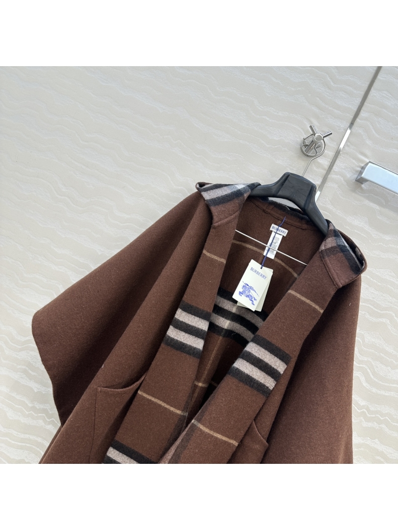 Burberry Scottish Check Double-Faced Cashmere Hooded Cape - Reversible Embroidered Equestrian Knight Design