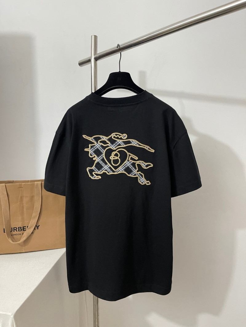 Burberry Black Embroidered T-Shirt | Signature Check Trim, Relaxed Fit, Limited Edition