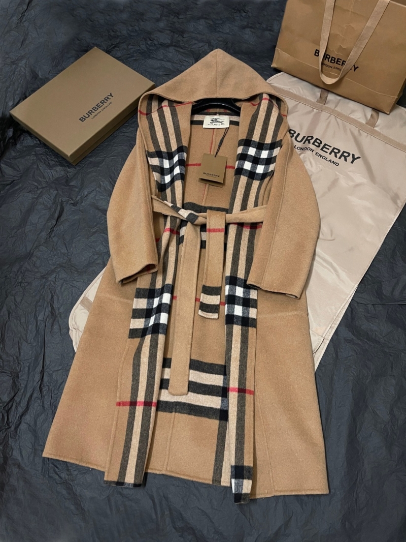 Burberry Limited Edition Cashmere Wool Double-Faced Hooded Wrap Coat in Camel