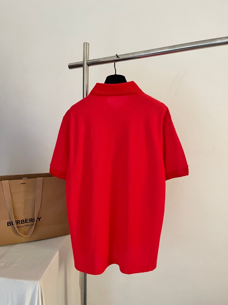 Burberry Tonal Equestrian Knight Cotton Piqué Polo Shirt in Vibrant Red
