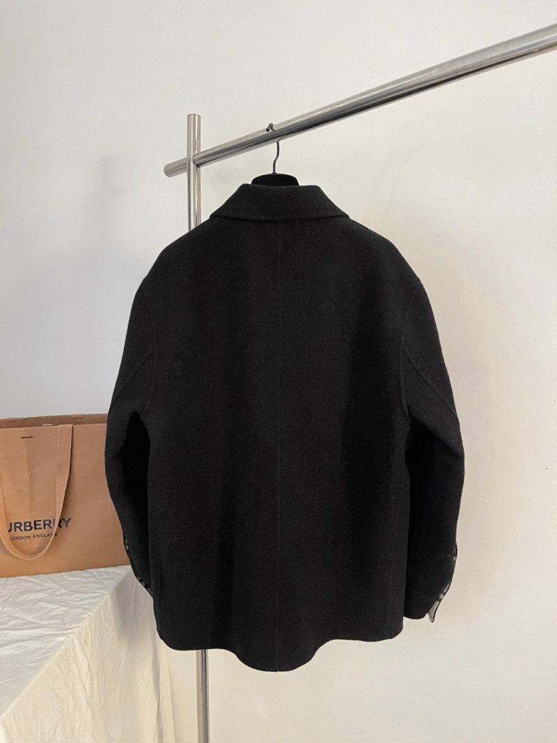 Burberry Equestrian Knight Embroidered Wool Shirt Jacket in Black