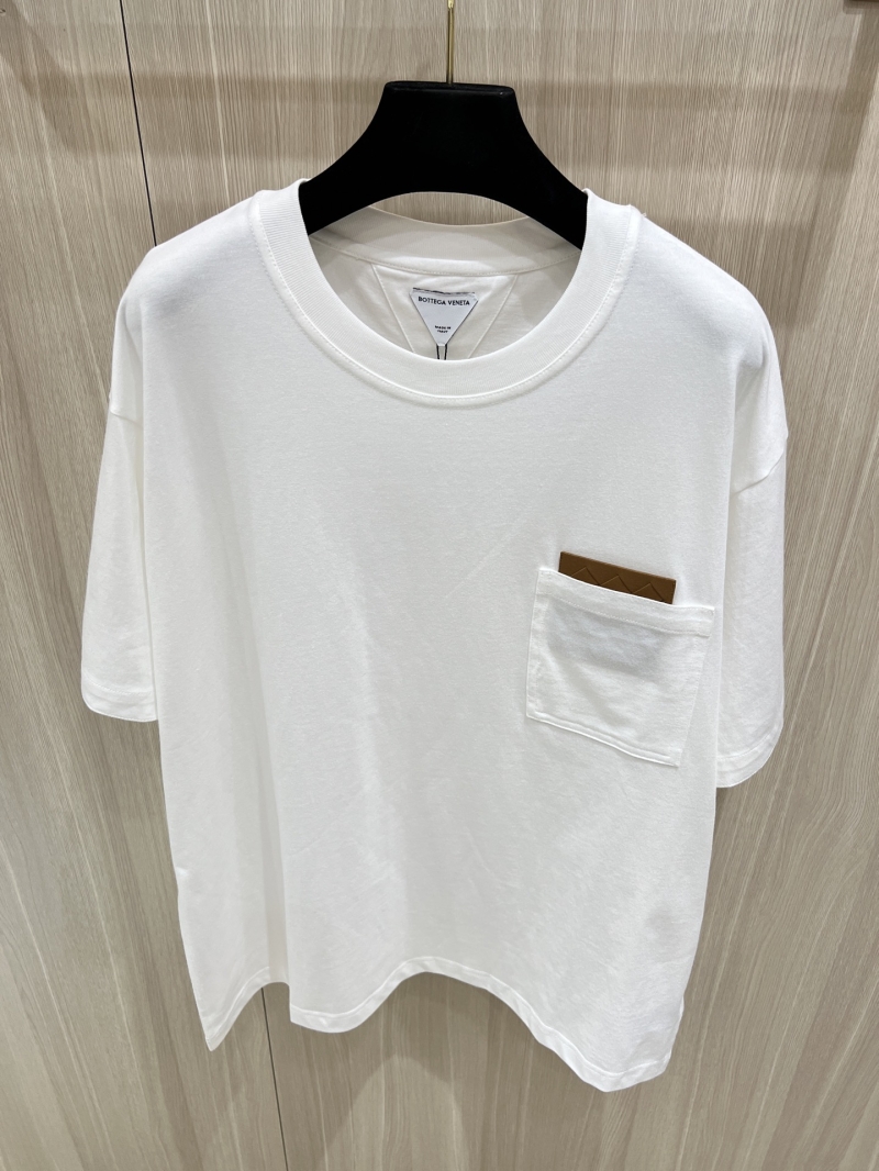 Bottega Veneta White Leather Weave Pocket T-Shirt - Luxe Cotton Comfort