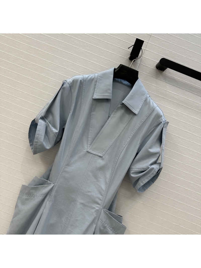 Bottega Veneta Elegant V-Neck Draped Sleeve Dress with Pleated Umbrella Hem