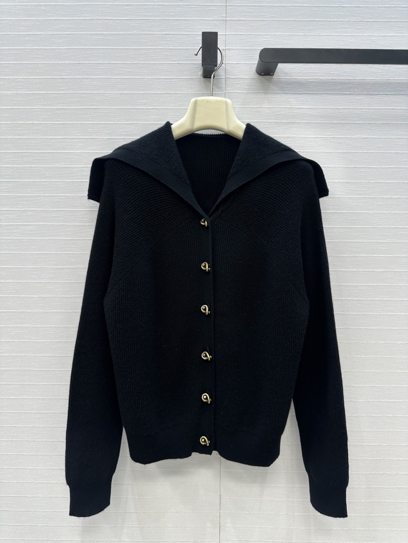 Bottega Veneta Exclusive Early Autumn Collection - Retro Bronze Knot-Button V-Neck Cashmere Cardigan in Black