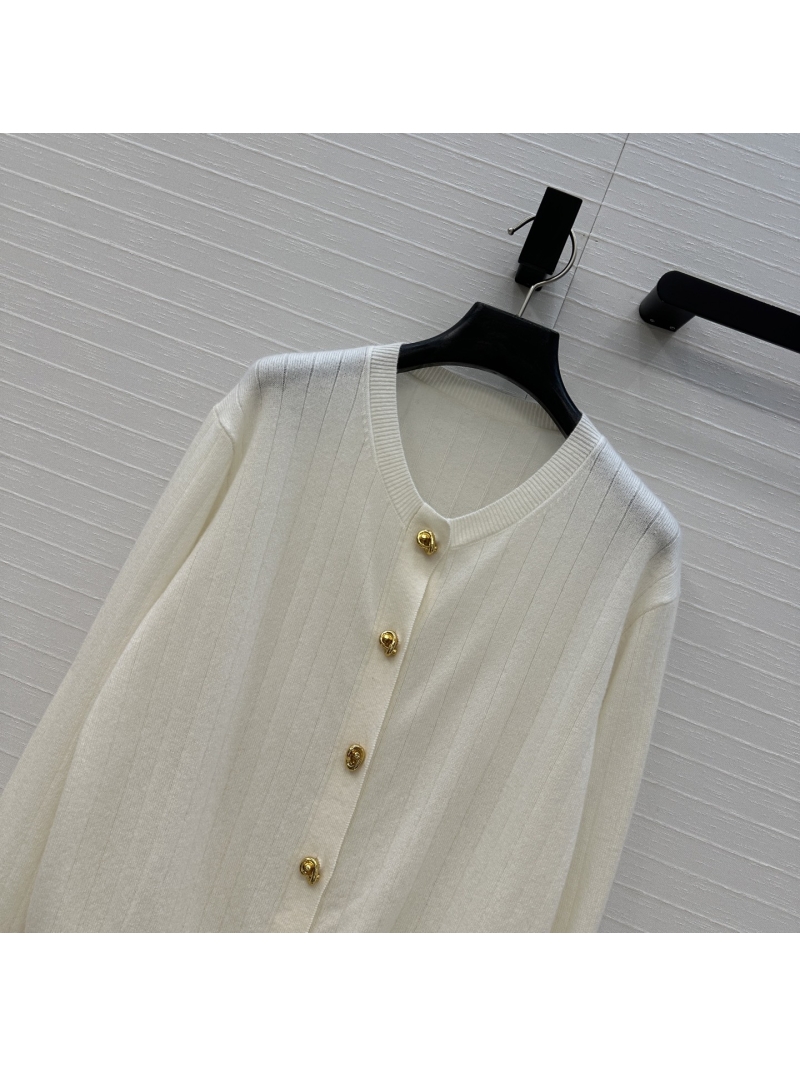 Bottega Veneta BV25 Early Autumn Knotted Metal Button Cashmere White Cardigan