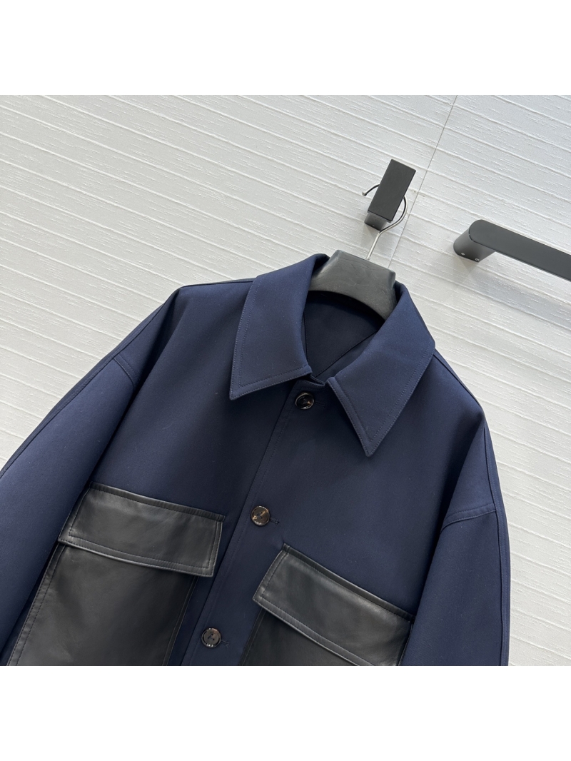 Bottega Veneta Midnight Blue Lamb Leather Cropped Jacket | Modern Utility Style | 100% Genuine Lamb Leather | Limited Stock