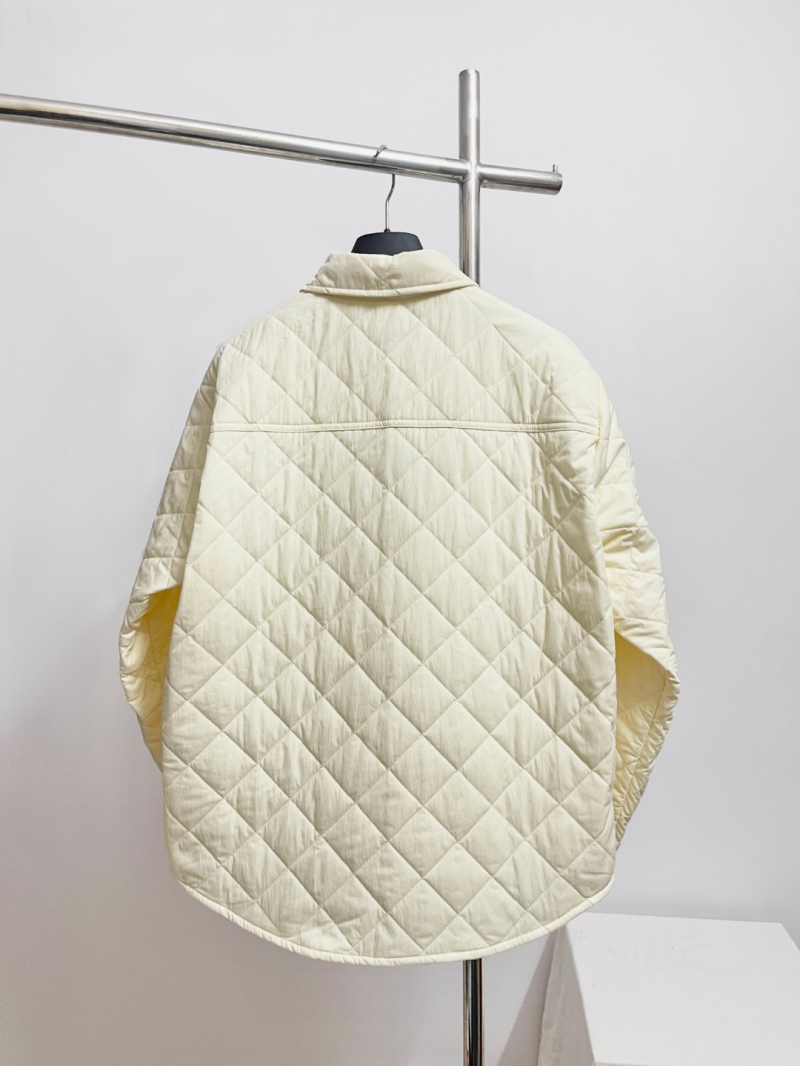 BOTTEGA VENETA Ivory Cream Quilted Shirt Jacket | Diamond Stitching & Signature Detail
