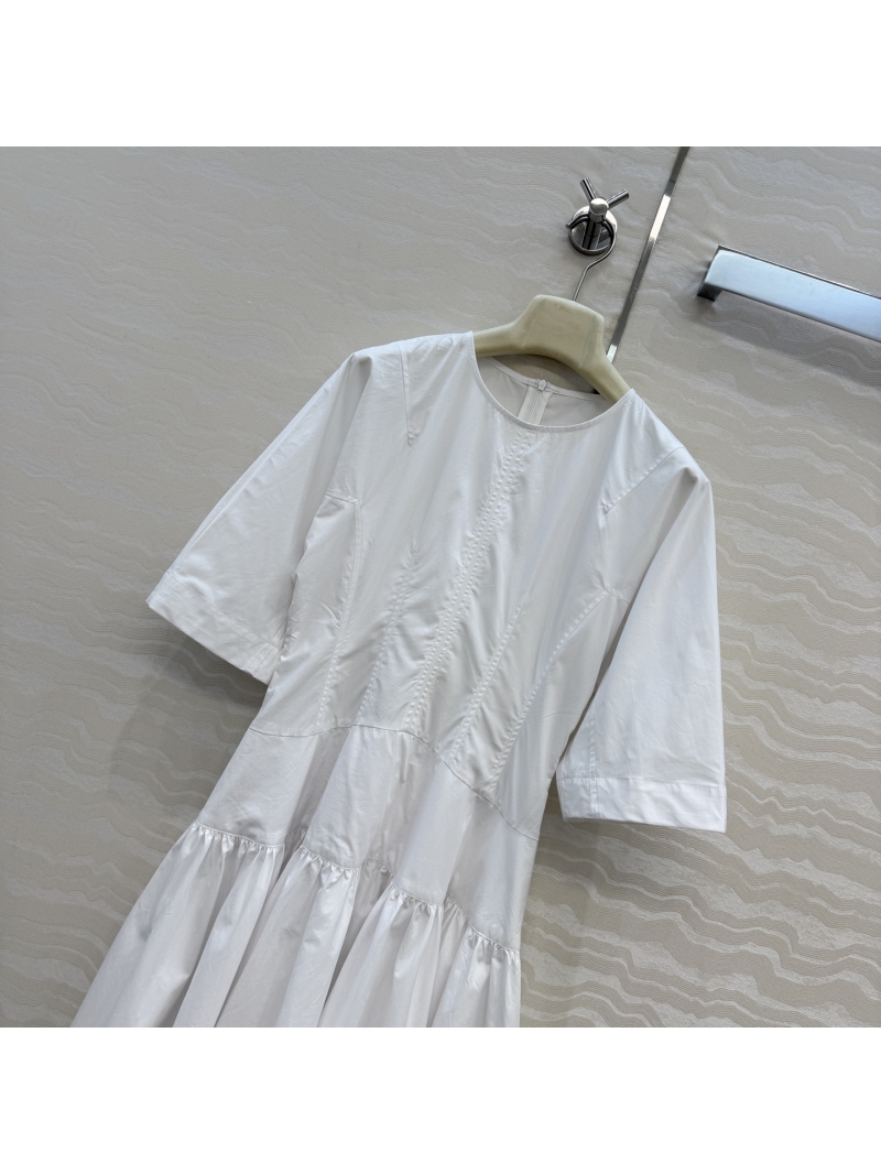 Bottega Veneta Minimalist Lantern-Skirt Dress in Premium White