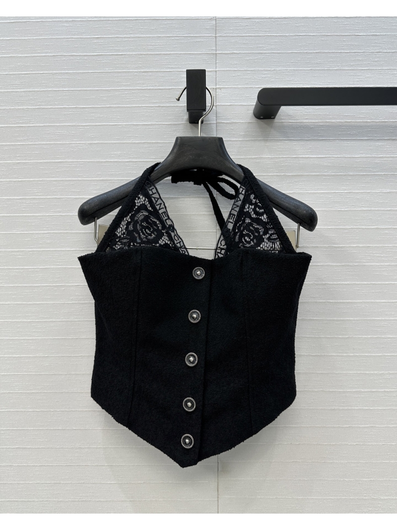 Chanel Exclusive Lace Bustier Halter Top - Slimming Backless Design in White