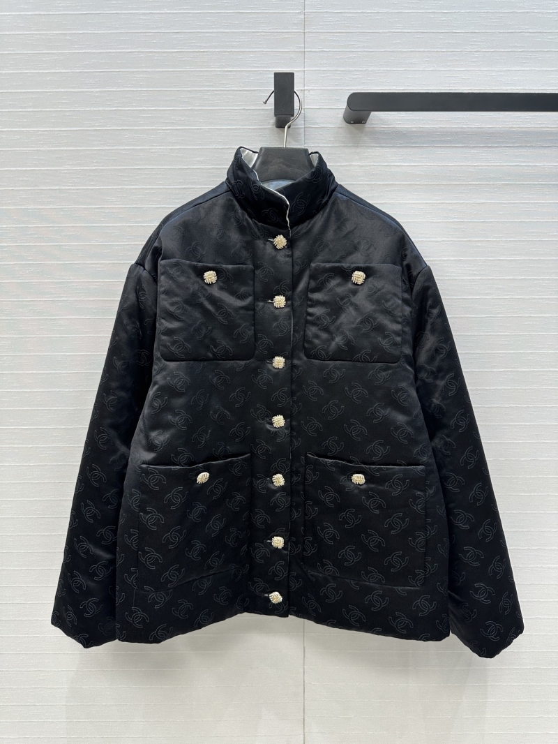 Chanel Exclusive 100% Silk Satin Quilted Cotton Coat in Black & White | 3D Tailored New Chinese Retro Style