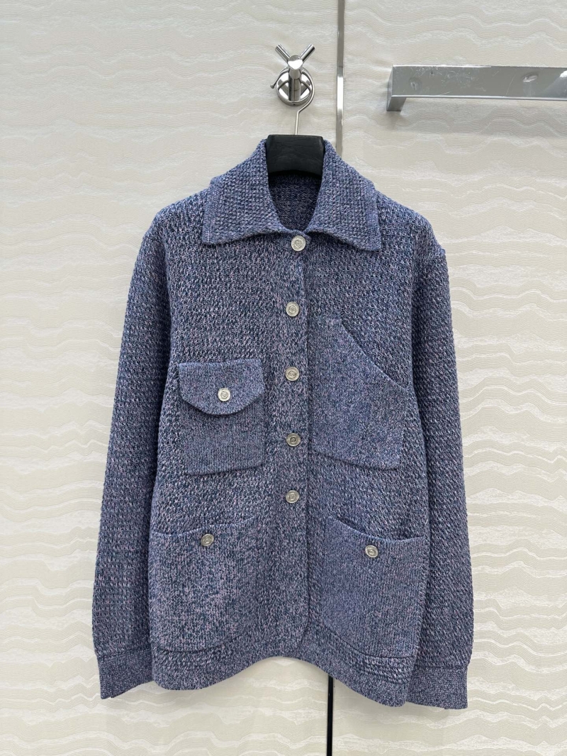 Chanel Limited Edition Coco Girl Lapel Knit Jacket in Lavender-Blue